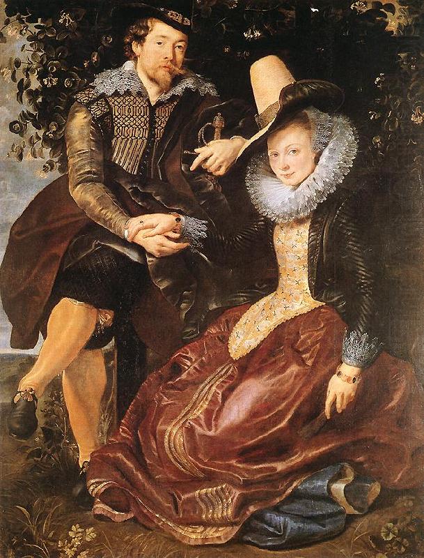 RUBENS, Pieter Pauwel The Artist and His First Wife, Isabella Brant, in the Honeysuckle Bower china oil painting image